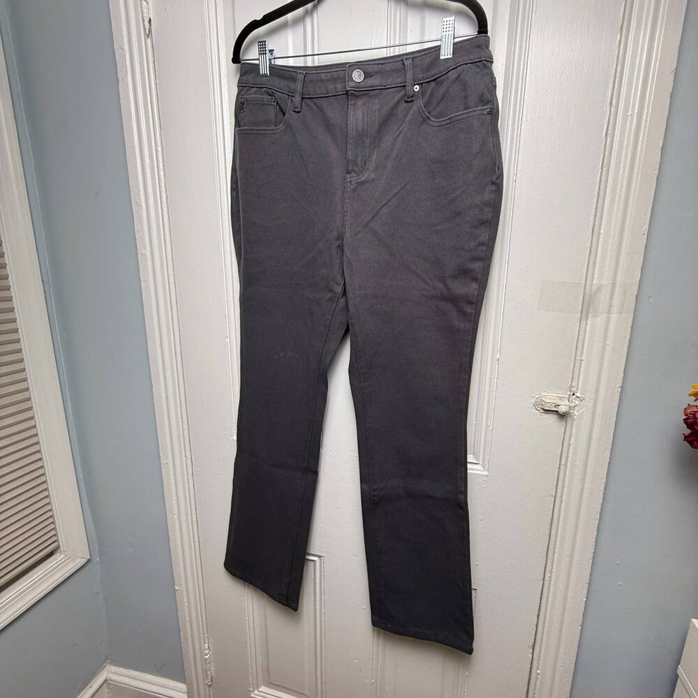 Belle by Kim Gravel Flexibelle Women's Jeans Size 14 Charcoal Gray Stretch Denim